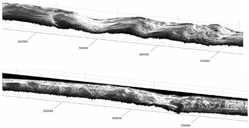 3D YINSAR images (4 × 47-look SAR magnitude image draped over SAR interferometry-derived topography)